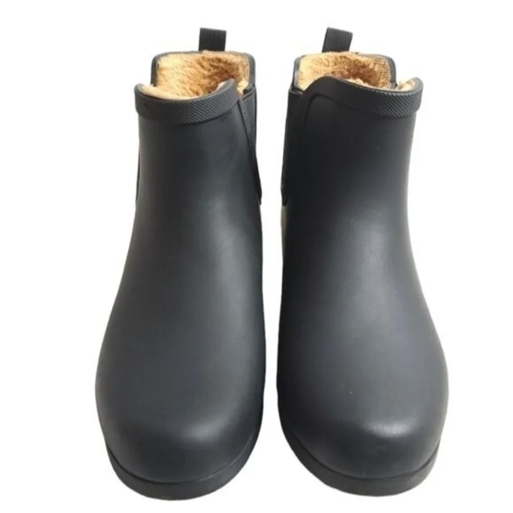 Chooka Women's Waterproof Black Ankle‎ Boots Faux Fur Size 8